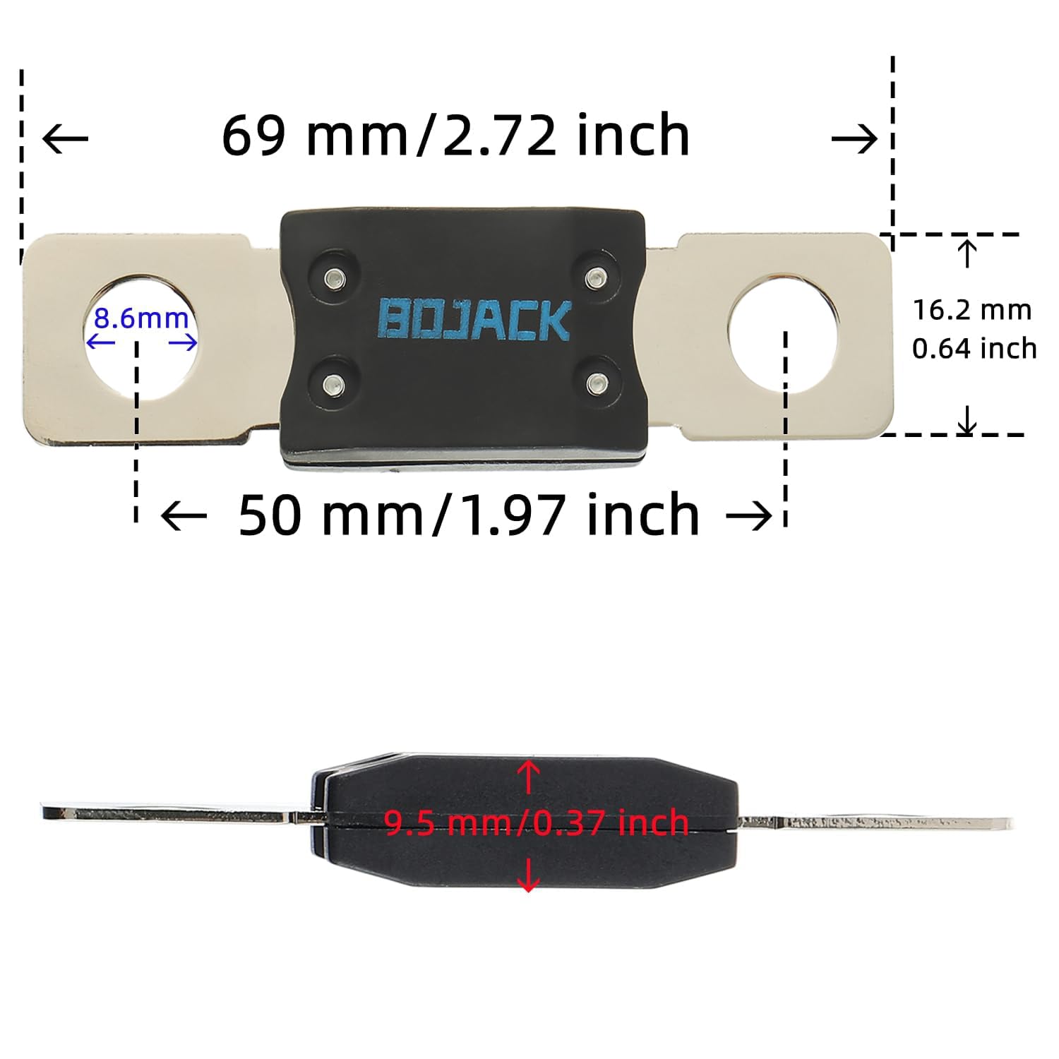 Bojack Mega/Amg High Current Fuse Bolt-On Fuse 40A Amp For Cars, Trucks, Construction Vehicles, Buses, Caravans (Pack Of 2 Anm F