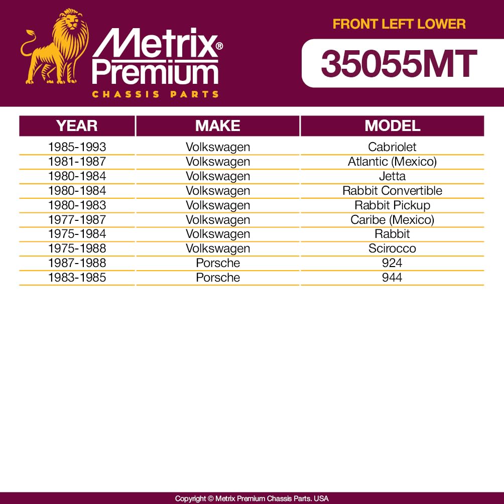 Metrix Premium Chassis Parts - Front Lower Control Arm Fits 85-93 Volkswagen Cabriolet, 81-87 Atlantic, 80-84 Jetta, 80-84 Rabbi