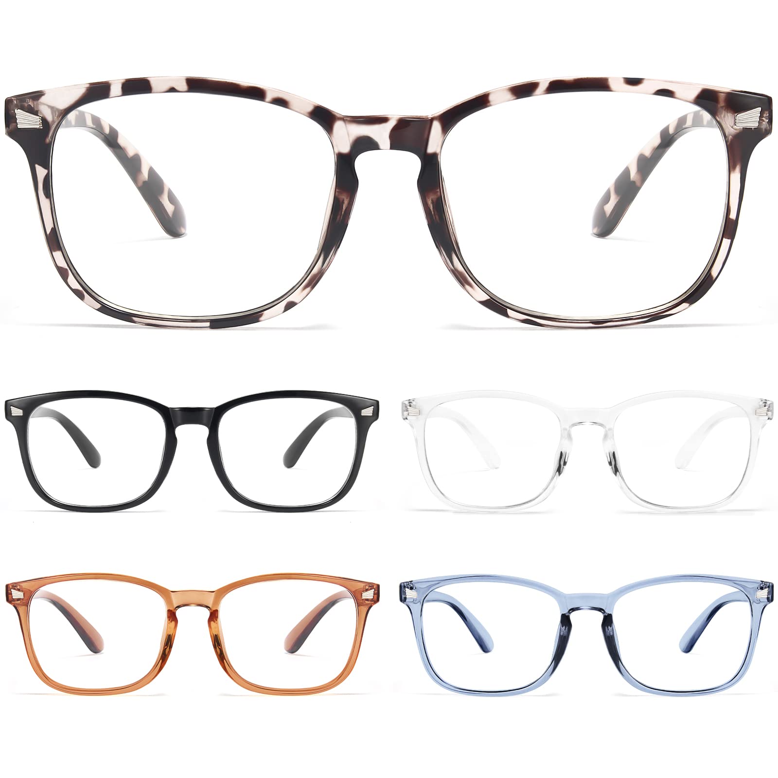Bls 5 Pack Reading Glasses Blue Light Blocking, Fashion Square Computer Readersaanti Glareeye Strainuv Ray Blockers Eyeglasses W