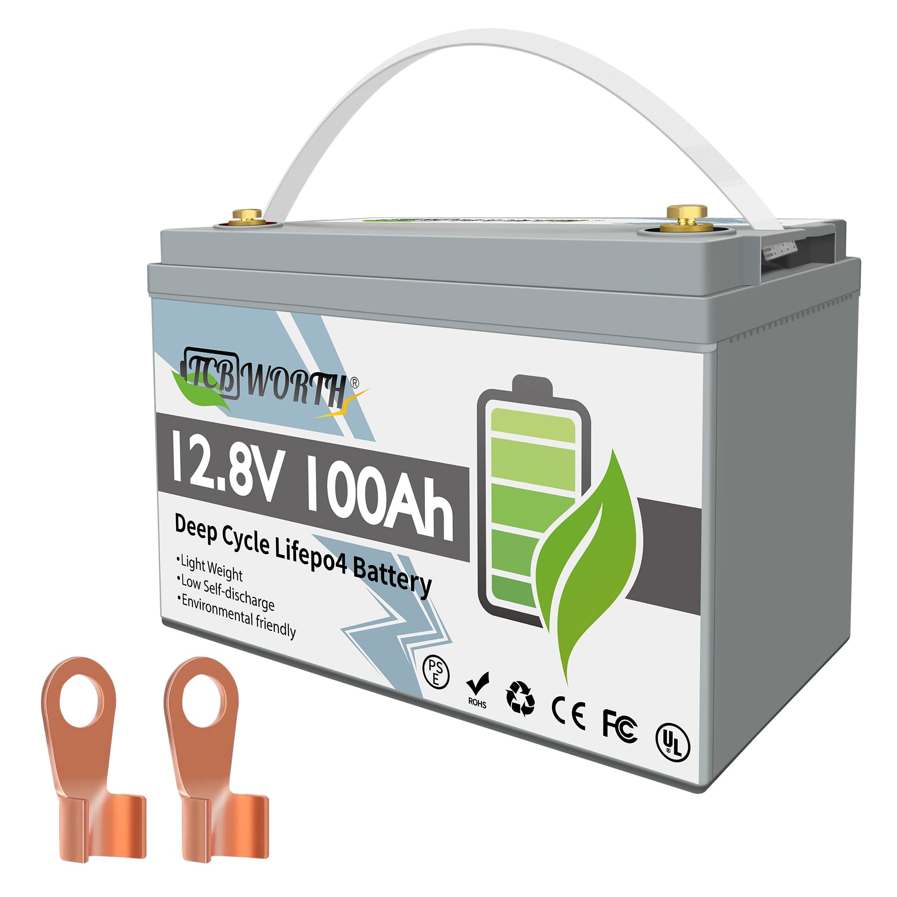 Vinnotech 12V 100Ah Lithium Iron Phosphate Battery, Deep Cycle, with 100A BMS for Solar, Marine, Trolling Motor, Motorhome