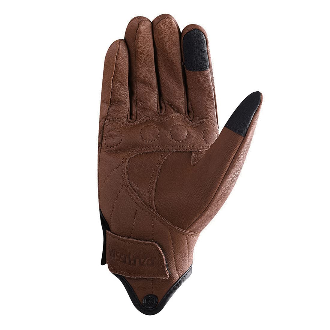 Harssidanzar Leather Motorcycle Gloves for Men, Touch Screen, Size S, Saddle Color