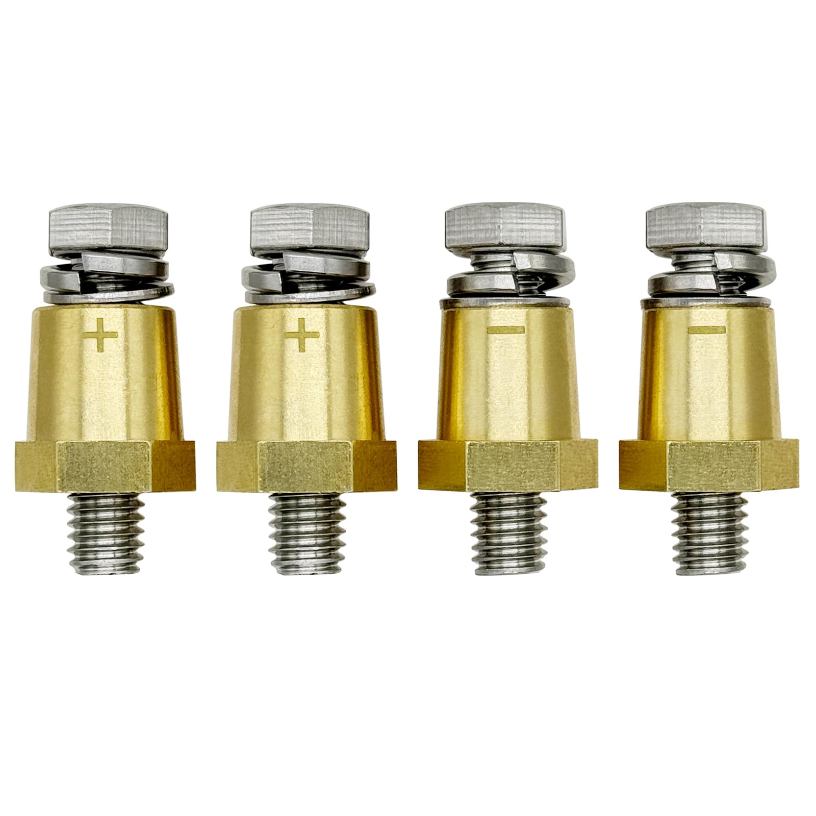 Ampper 3/8-16 Thread Brass Battery Terminal Charging Posts, Battery Post Adapter (+/-) with Solid 3/8 Bolts as Male Posts Direct