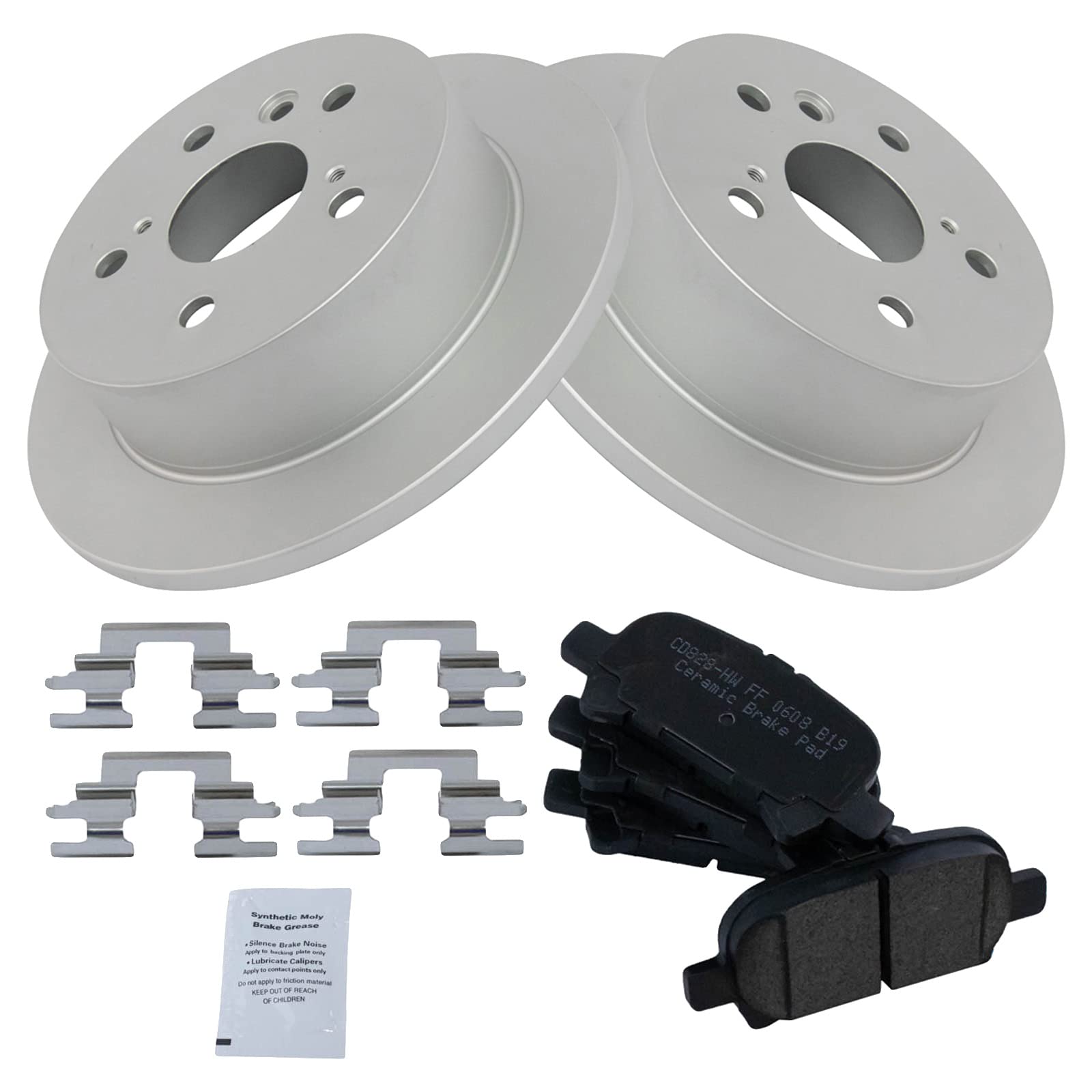 Trq Rear Brake Pad & Rotor Kit Brake Pads Brake Rotor Ceramic Premium G-Coated Compatible With 2005-2007 Toyota Avalon 2002-2006