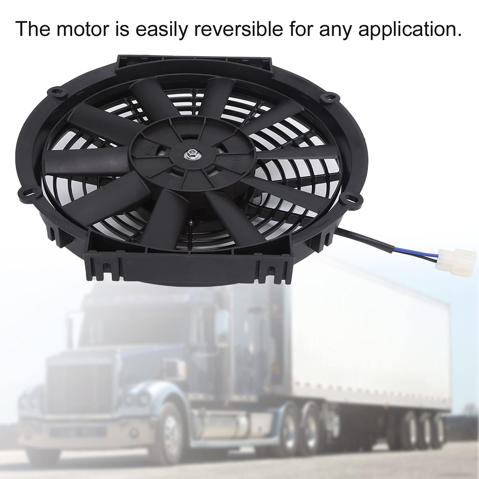 Acouto 10In Slim Electric Fan Automotive 24V Slim Electric Cooling Fan Radiator 80W 2100Rpm 10 Straight Blades Universal For Car