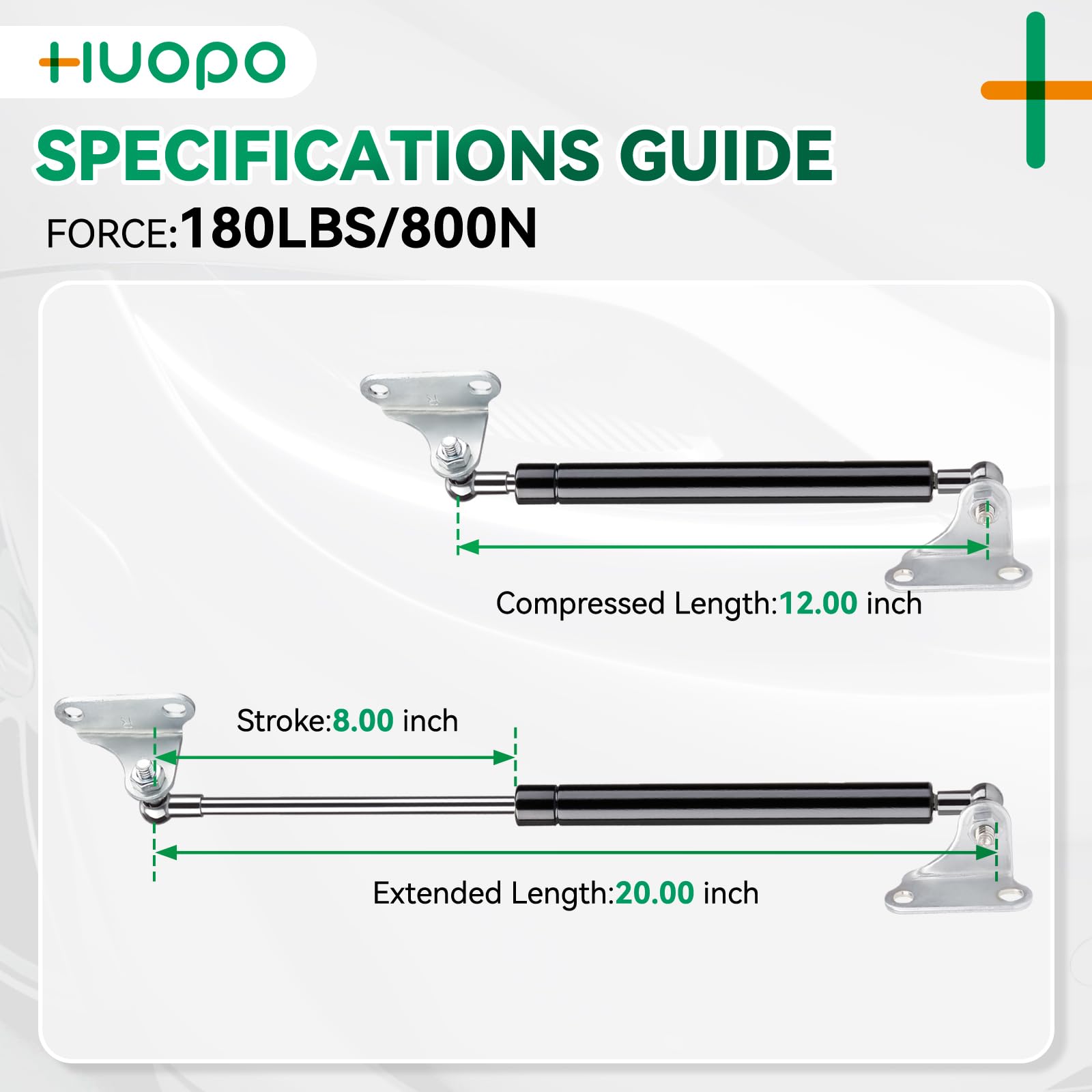 Huopo 20 Inch 180Lb/801N Gas Strut Shock Spring Lift Support For Rv Bed Storage Heavy Duty Lid Basement Door Boat Hatch, Set Of