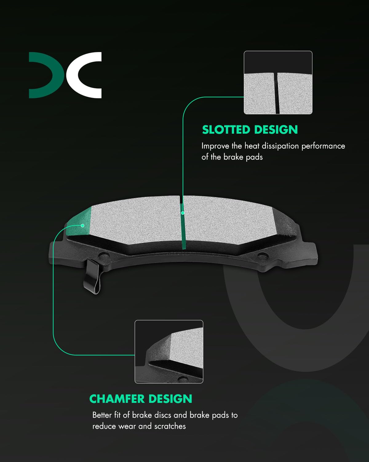 Scitoo D1159 Ceramic Brake Pads Kits Front For Buick Allure,Lacrosse,Lucerne,06-11 For Cadillac Dts,06-13 For Chevy Impala,14-16