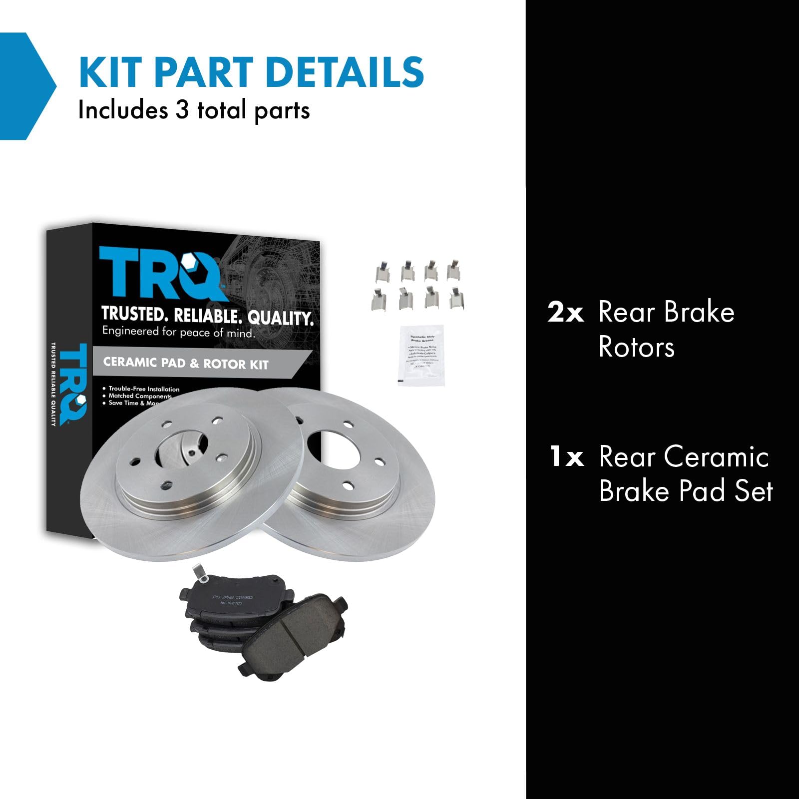 Trq Rear Brake Pad & Rotor Kit Brake Pads Brake Rotor Ceramic Compatible With 2008-2012 Chrysler Town & Country Dodge Grand Cara
