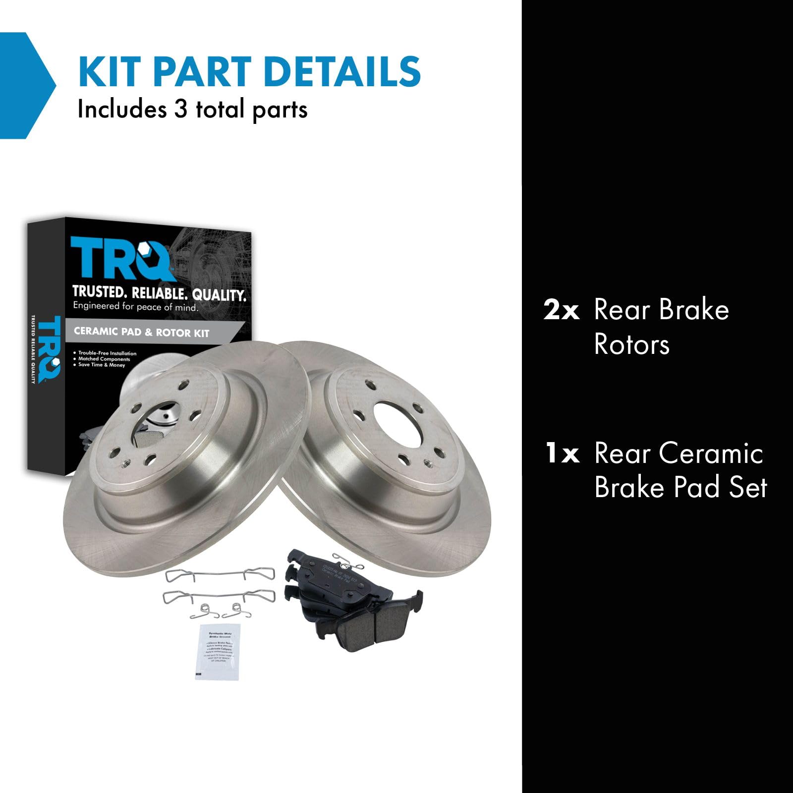 Trq Rear Brake Pad & Rotor Kit Brake Pads Brake Rotor Ceramic Compatible With 2017-2019 Ford Escape 2013-2018 Fusion 2015-2018 L