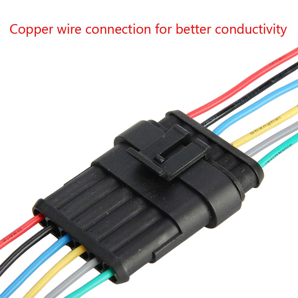 Esupport 6 Pin Way Car Auto Waterproof Electrical Connector Plug Socket Kit With Wire Awg Gauge Marine Pack Of 5