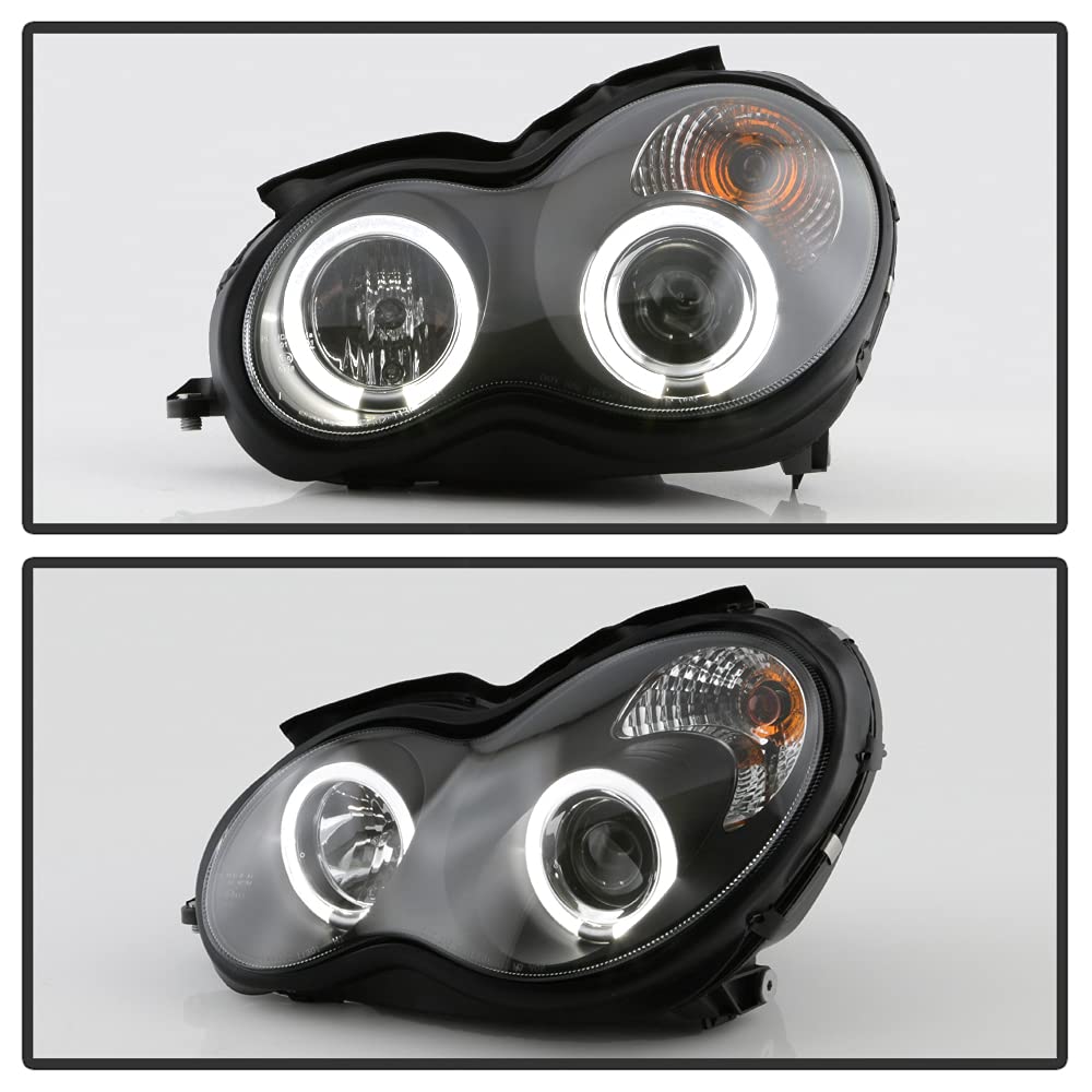 ACANII LED Halo Black Projector Headlights for 2001-2007 Mercedes-Benz W203 C230 C240 C320