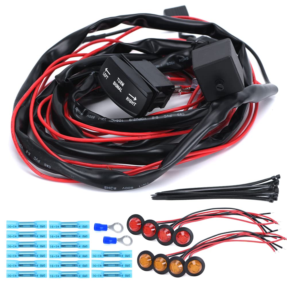 Hypertune Universal Atv/Utv Turn Signal Kit Horn Flasher Relay Kit Compatible With Polaris Kawasaki Golf Cart Arctic Cat Sxs Atv Utv Street Legal Kit Vertical Green