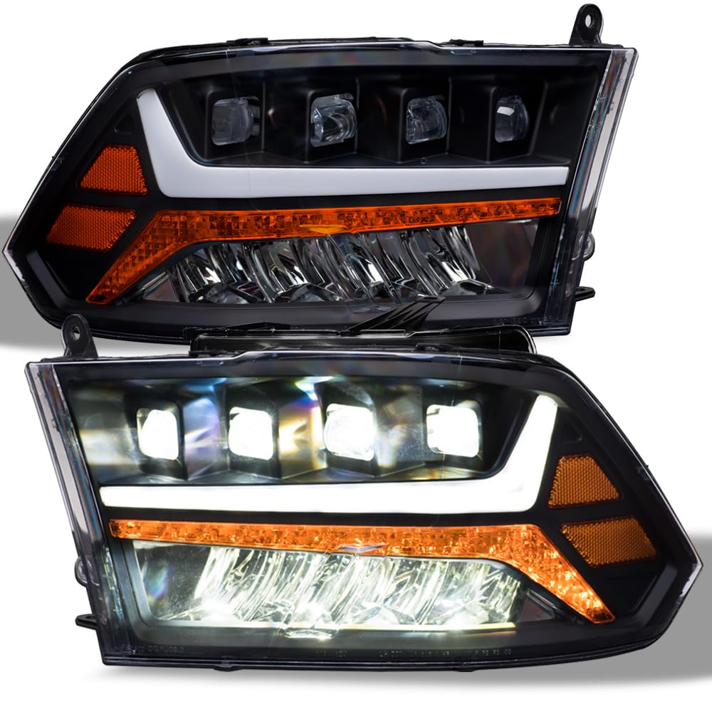 TLAPS 7422440583555 Compatible With 2009-2018 Dodge Ram 1500/2019-2024 Classic / 2010-2018 2500 3500 Black Housing Full LED Sequ