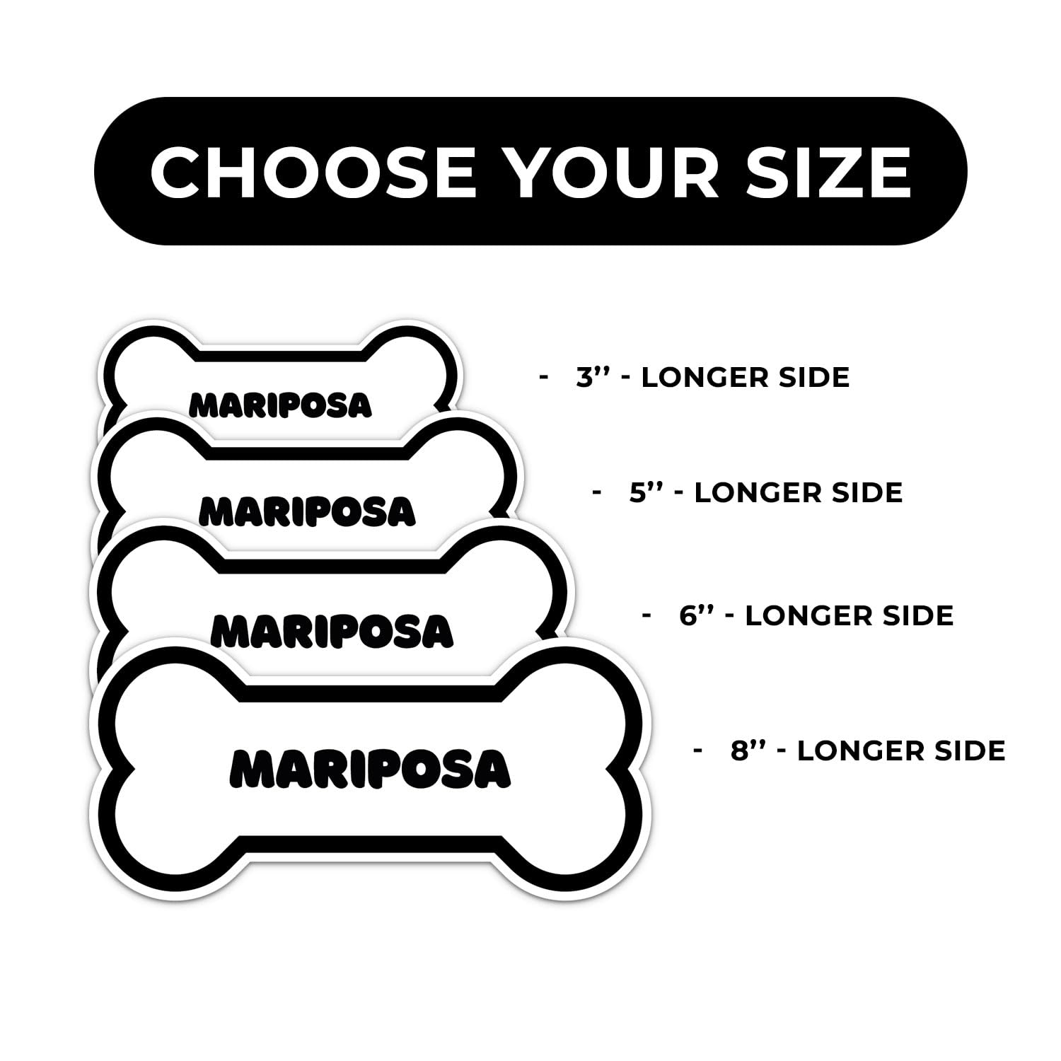 Mariposa Dog Name Sticker - Waterproof Vinyl Decal For Car Bumper, Laptop, Water Bottle, Wall, And Window, Size - 3'' Longer Sid