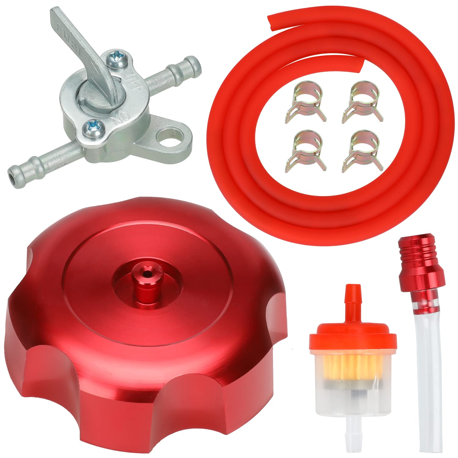 YOXUFA Upgraded Plastic Gas Fuel Tank Cap Petcock for 50cc 70cc 90cc 110cc 125cc ATV Coolster TaoTao Lincon Buyang Roketa Kazuma