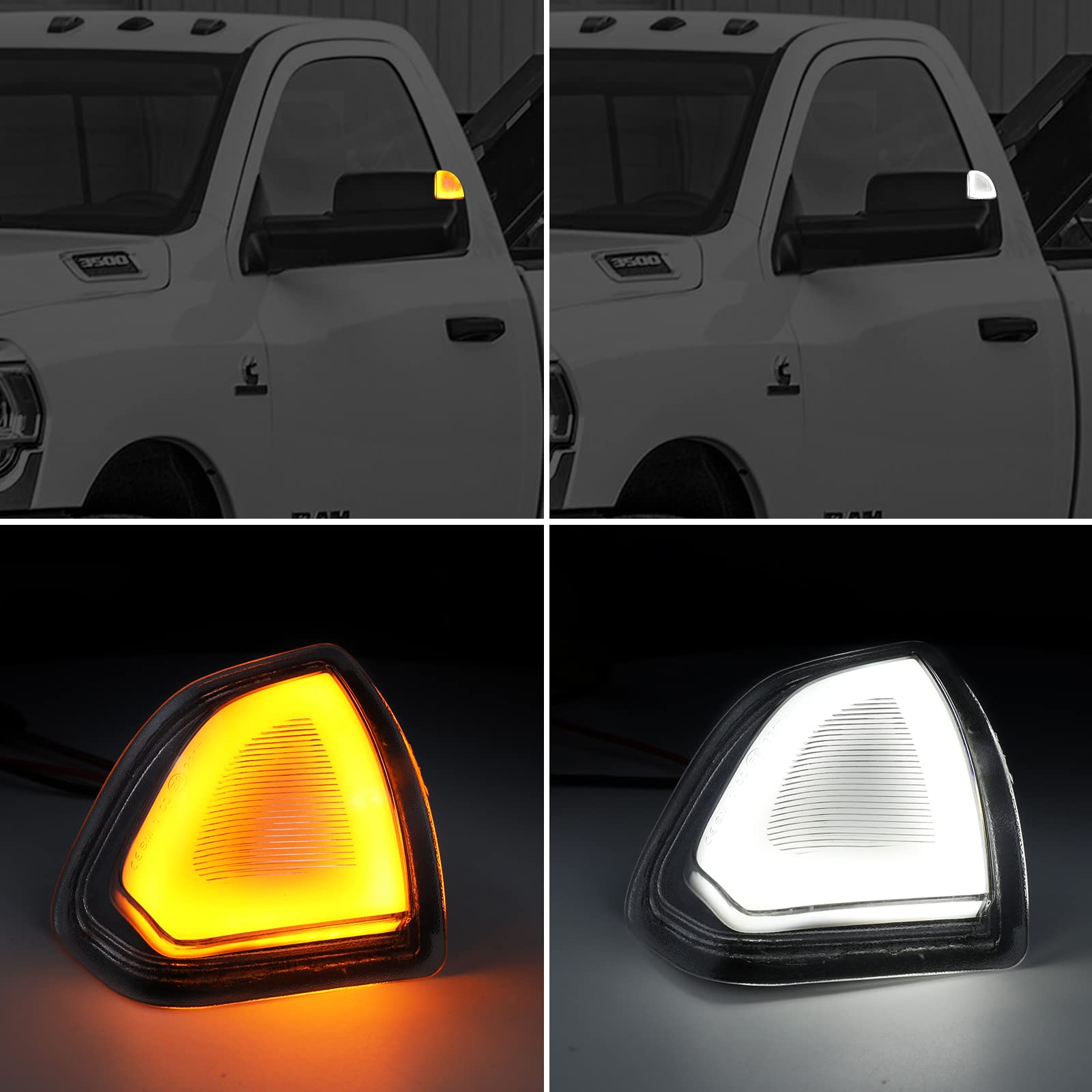 Switchback Mirror Lights Turn Signal Light Left and Right LED Side Mirror Lamps Clear Cover Lens for 68302828AA 68302829AA Compa