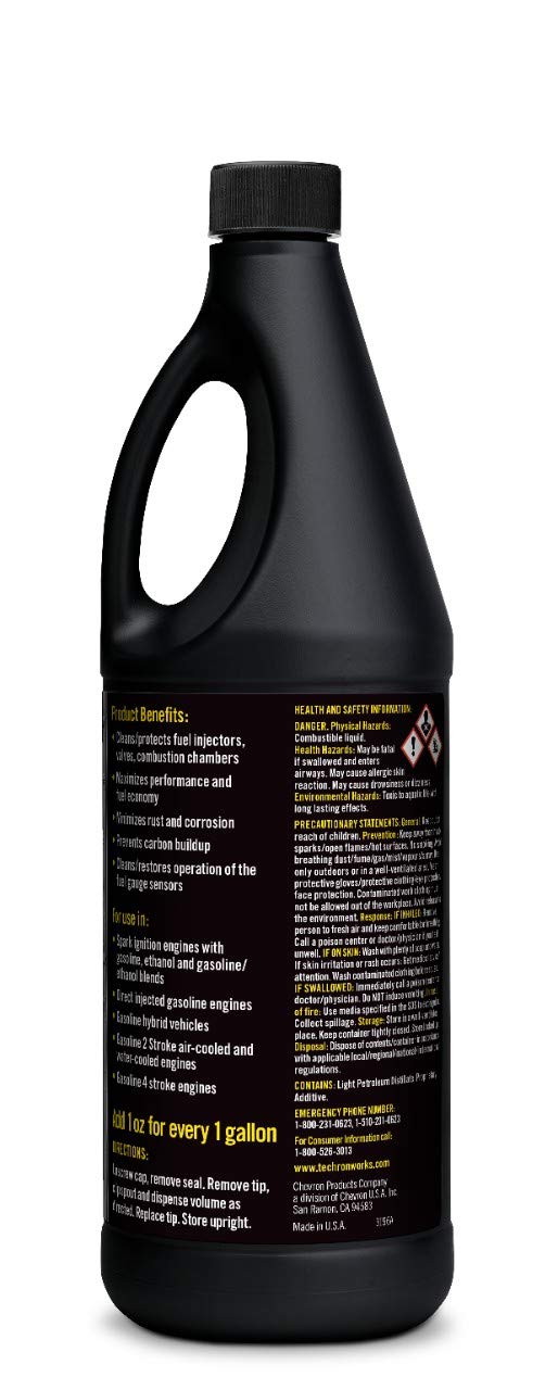 Chevron Techron Concentrate Plus Fuel System Cleaner, 32 oz, Pack of 6 - Effective Fuel Treatment for Optimal Engine Performance