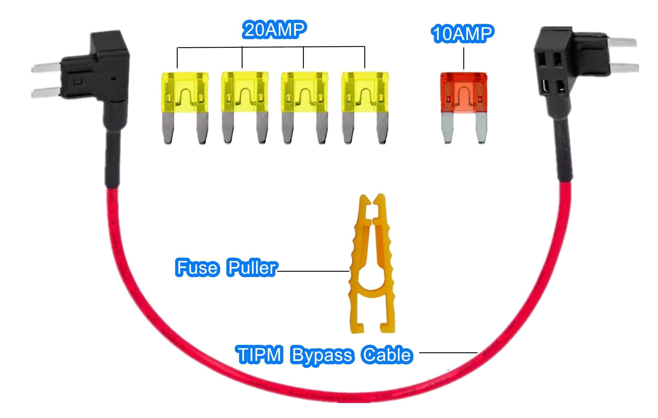 XYWZV TIPM Bypass Cable - Fuel Pump Relay Adapter, 14AWG Wire, Compatible with Dodge Ram 1500/2500/3500, Jeep, Chrysler, VW