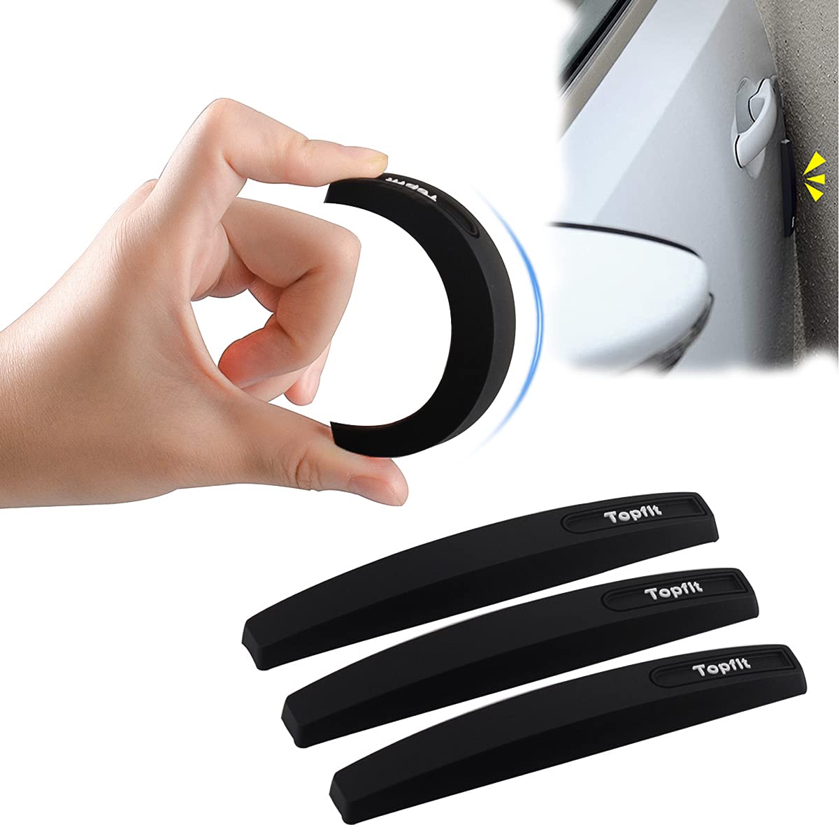 Showev Car Side Door Edge Guards Protector Black Scratch Guard For Car,Sedans,Truck,Suv(Rubber,6 Pieces)