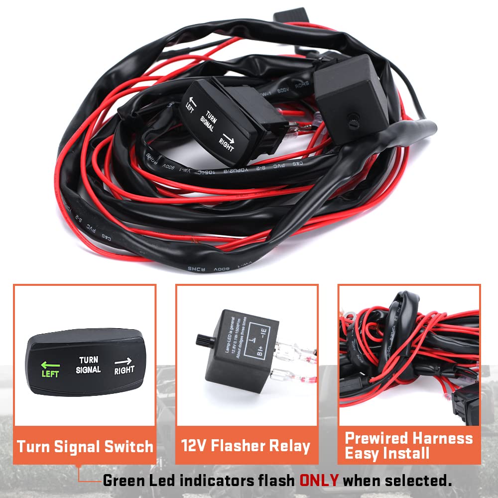 Hypertune Universal Atv/Utv Turn Signal Kit Horn Flasher Relay Kit Compatible With Polaris Kawasaki Golf Cart Arctic Cat Sxs Atv Utv Street Legal Kit Vertical Green