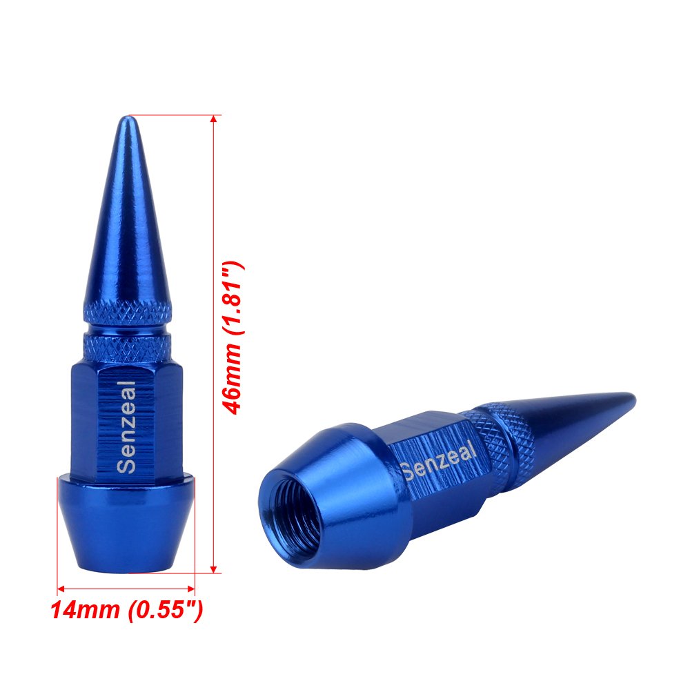 Senzeal 4X Long Impale Spiked Aluminum Car Truck Bike Wheel Tire Caps Air Dust Cover Blue