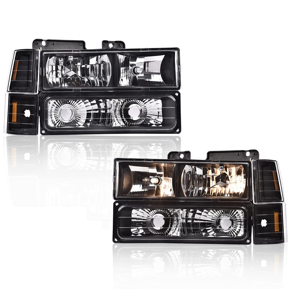 Grand Orange Headlights Assembly, Compatible With Gmc Sierra C/K Yukon 1500 2500 1994 1995 1996 1997 1998 Fit Chevy C/K C10 Subu