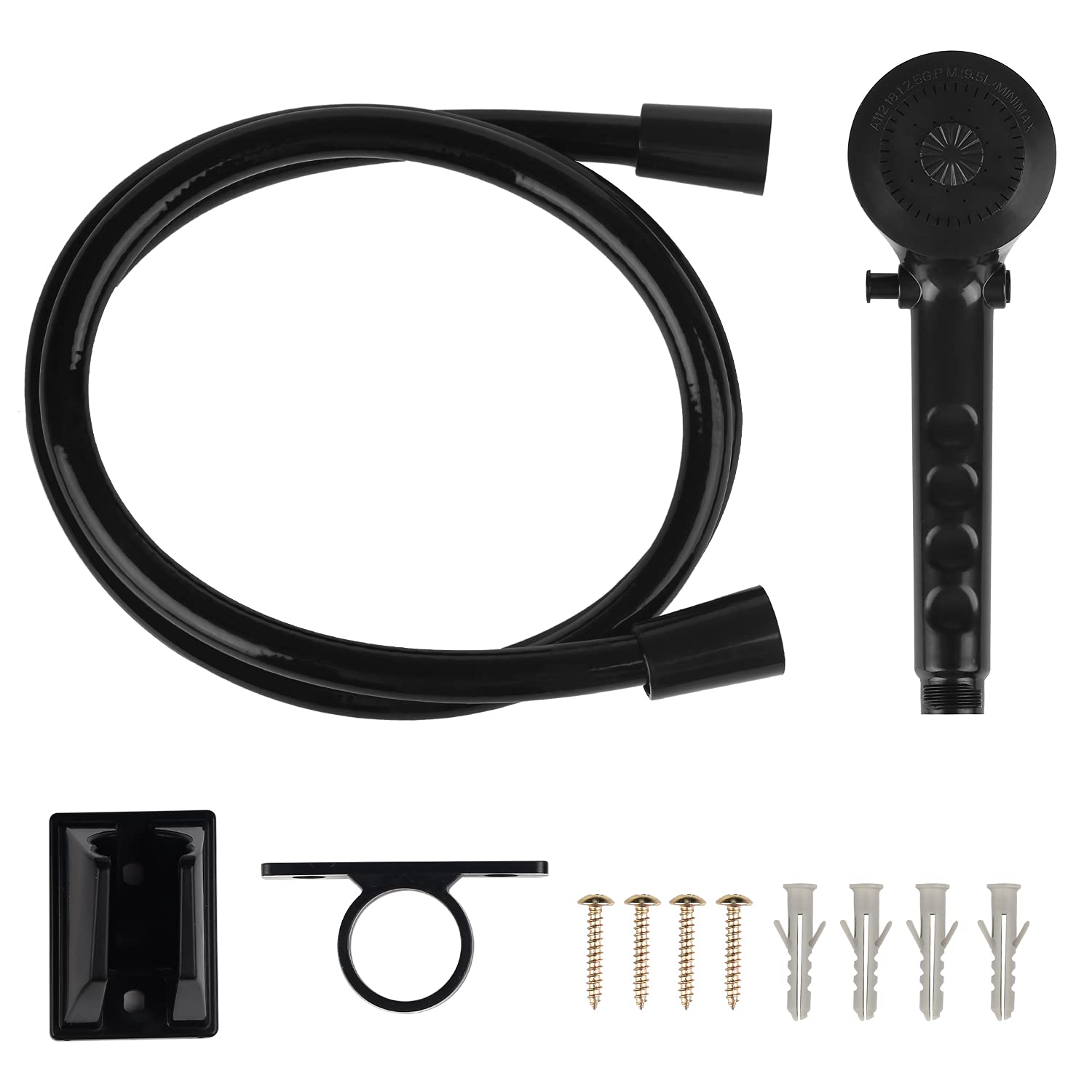 Oymov Rv Shower Faucet W/Showerhead And Hose - Outdoor Non-Metallic Shower Parts On-Off Handheld Shower Head Valve Diverter Replacements For Rvs, Fifth Wheels, Motorhomes,Travel Trailers,Campers,Black