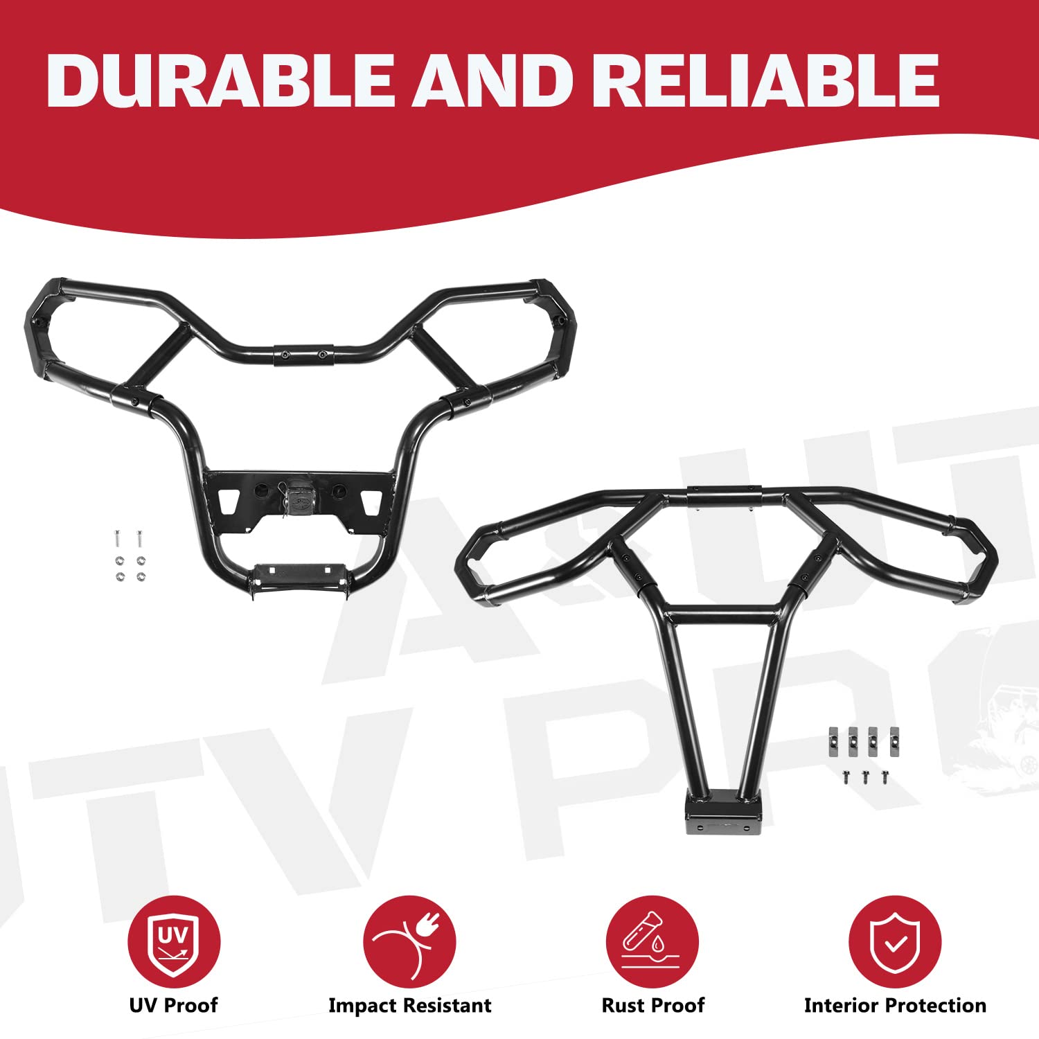 A & UTV PRO Rear Rack Extender for Polaris Sportsman 570/450 H.O., Heavy Duty Alloy Steel, Black, Model AUPRRPS2U
