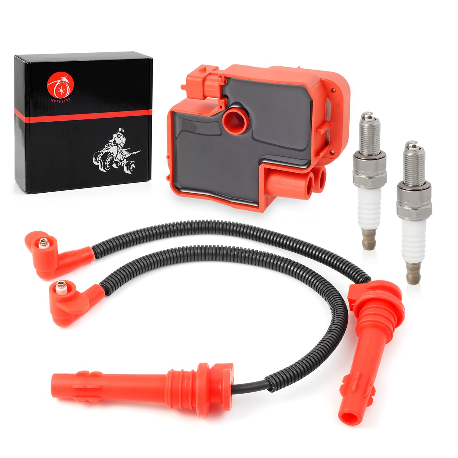 MOTO1988 Ignition Coil & Spark Plug Set for Polaris RZR XP 4 S 900 1000 RS1 Turbo, Models 4014296, 4014295, 401