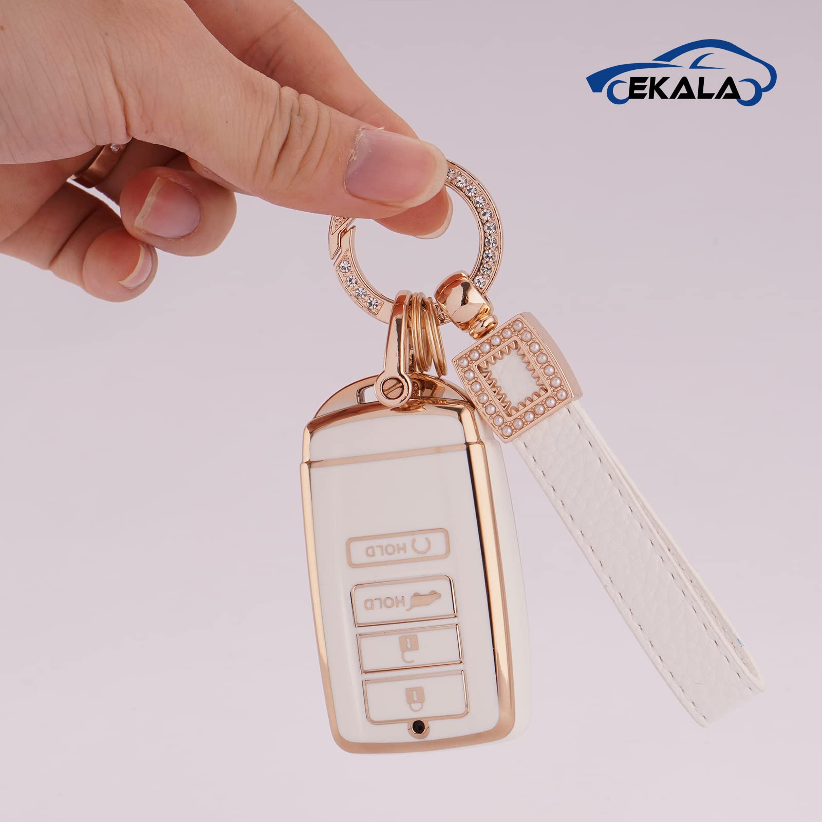 EKALA for Acura Key Fob Cover Case with Leather Keychain Lanyard, 4 Buttons Soft TPU Keys Shells Key Fob Holder Compatible with
