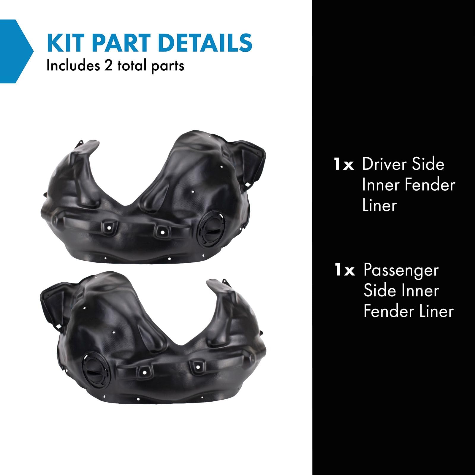 Trq Inner Fender Liner Set Compatible With 2011-2013 Jeep Grand Cherokee Ch1248153 Ch1249153