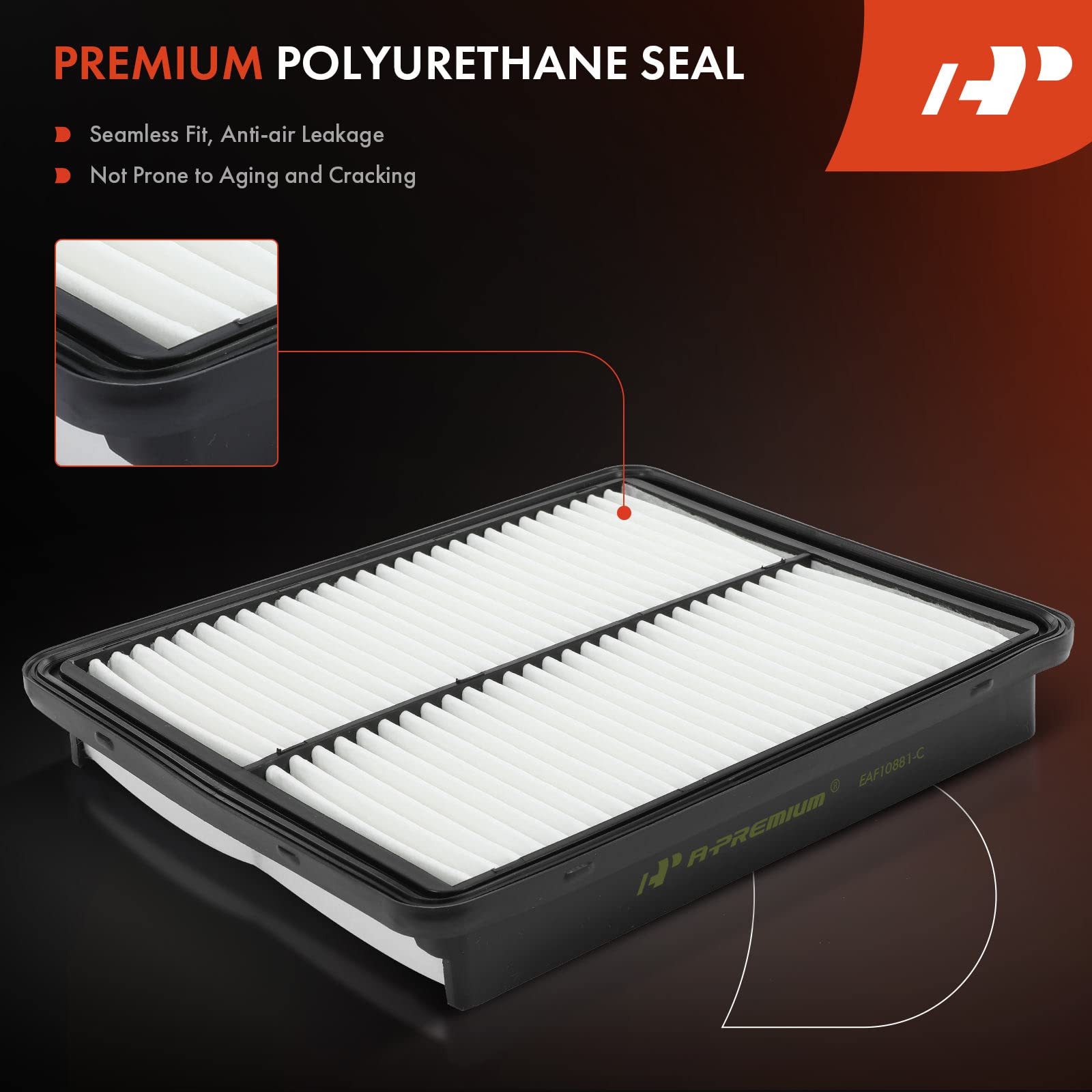 A-Premium Engine Air Filter Compatible with Hyundai & Kia Models - Santa Fe, Sonata, Optima, Sorento, Azera, 2010-2017 - Rigid P