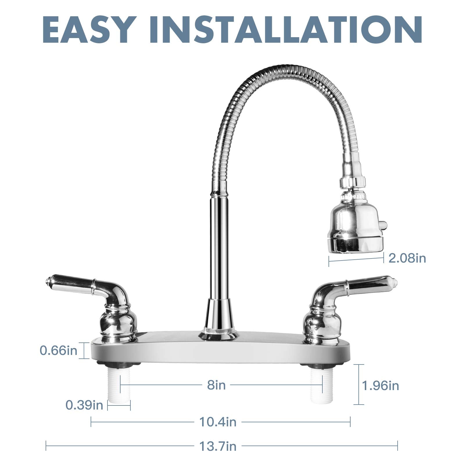 EXCELFU RV Sink Faucet - 360° Rotatable Sprayer, Stainless Steel, Model RV-8769, Ideal for RVs, Campers, Motorhomes, and Travel Trailers