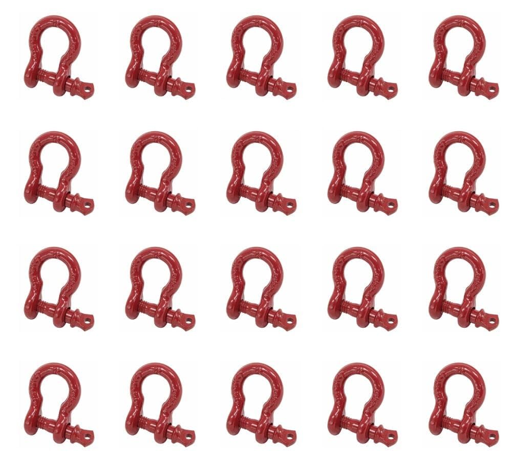 (20 Pack) 5/16 Anchor Shackle Forged Carbon Steel w/ Alloy Screw Pin Load Limit # 0.75 Ton (1,500 Lbs.) | Double Rust Protection