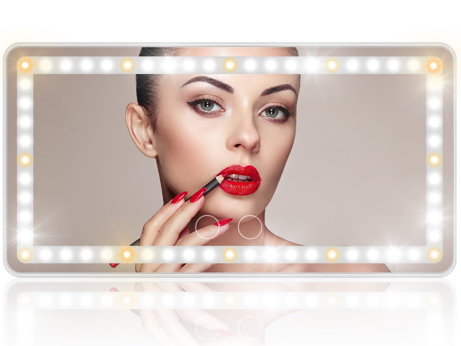 Car Vanity Mirror, Rechargeable Makeup Car Visor Mirror, 60 Leds & 3 Light Modes, Visor Vanity Mirror With Touch On Screen, Shading Cosmetic Mirror, Universal Vanity Mirror For Car Truck Suv(White)