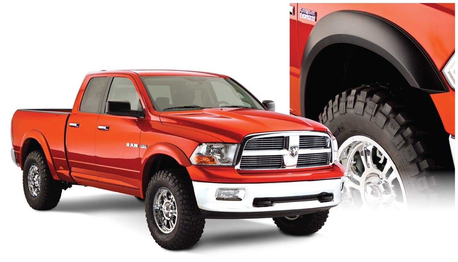 Bushwacker Extend-A-Fender Fender Flares 4pc Set for 2009-2021 Ram 1500, Smooth Black, ABS Plastic, Model 50914-02