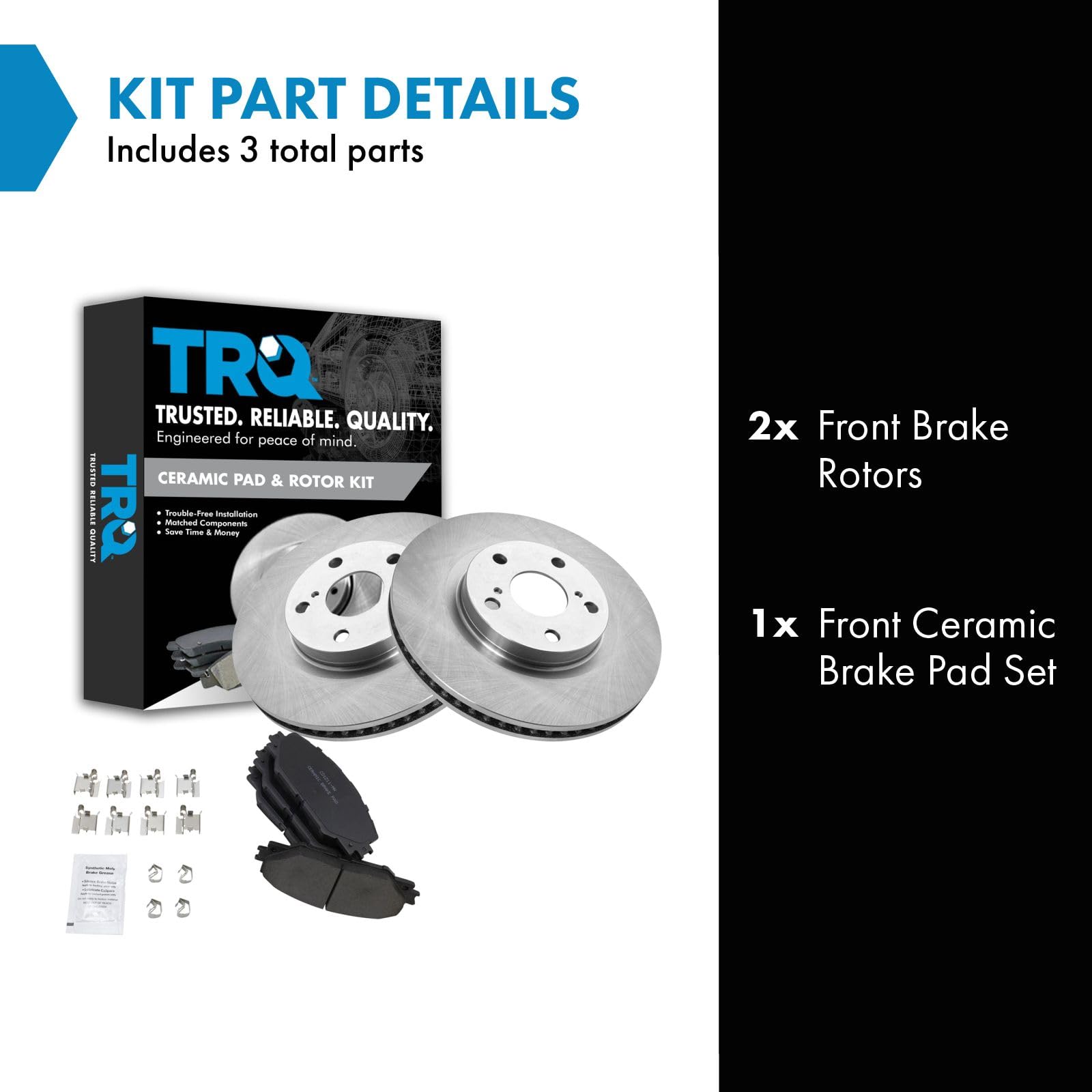 Trq Front Ceramic Brake Pad Set & Rotor Pair Set For Tc Matrix Rav4 Vibe