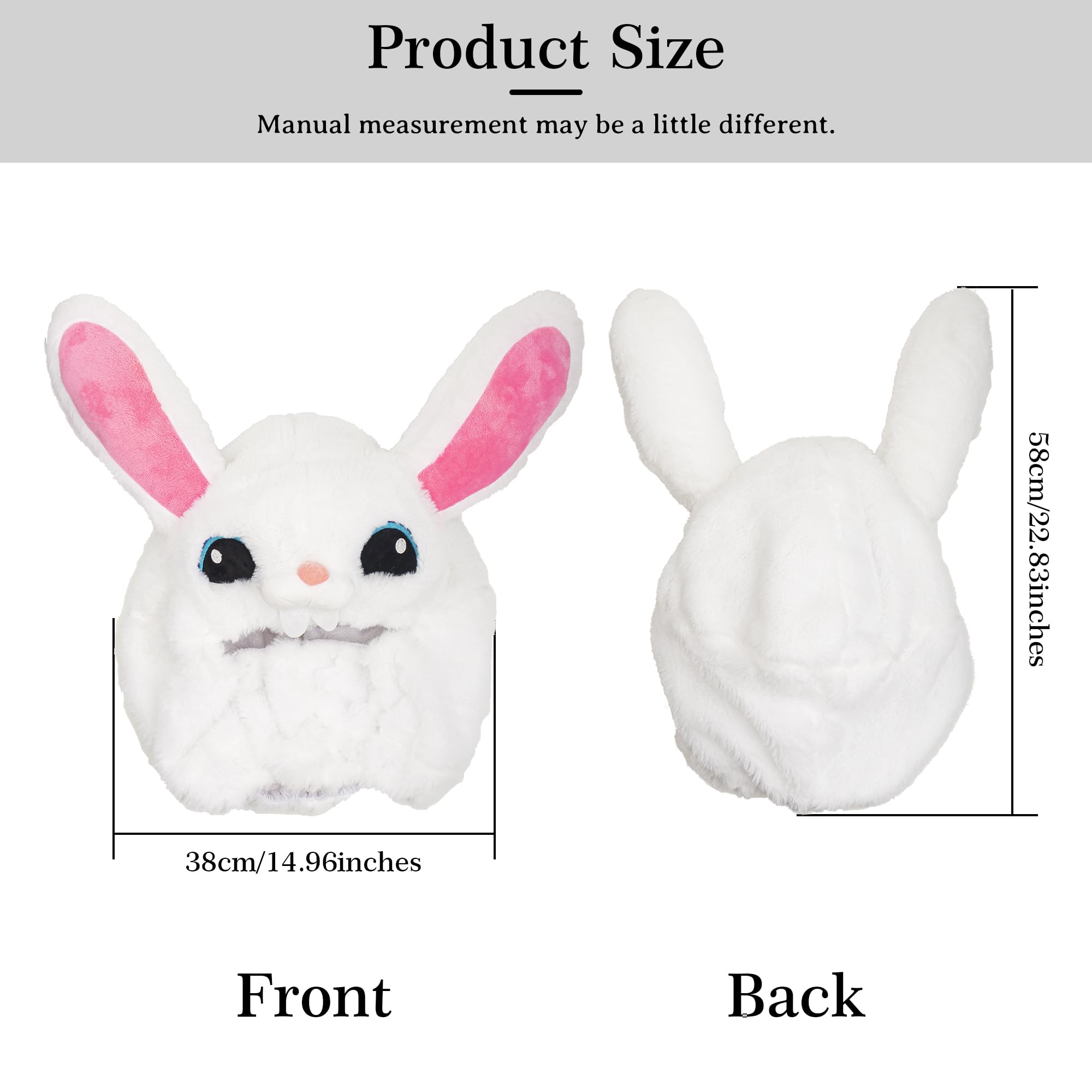 Omoojee Plush Motorcycle Helmet Cover - Funny White Rabbit Decoration, One Size, White & Pink