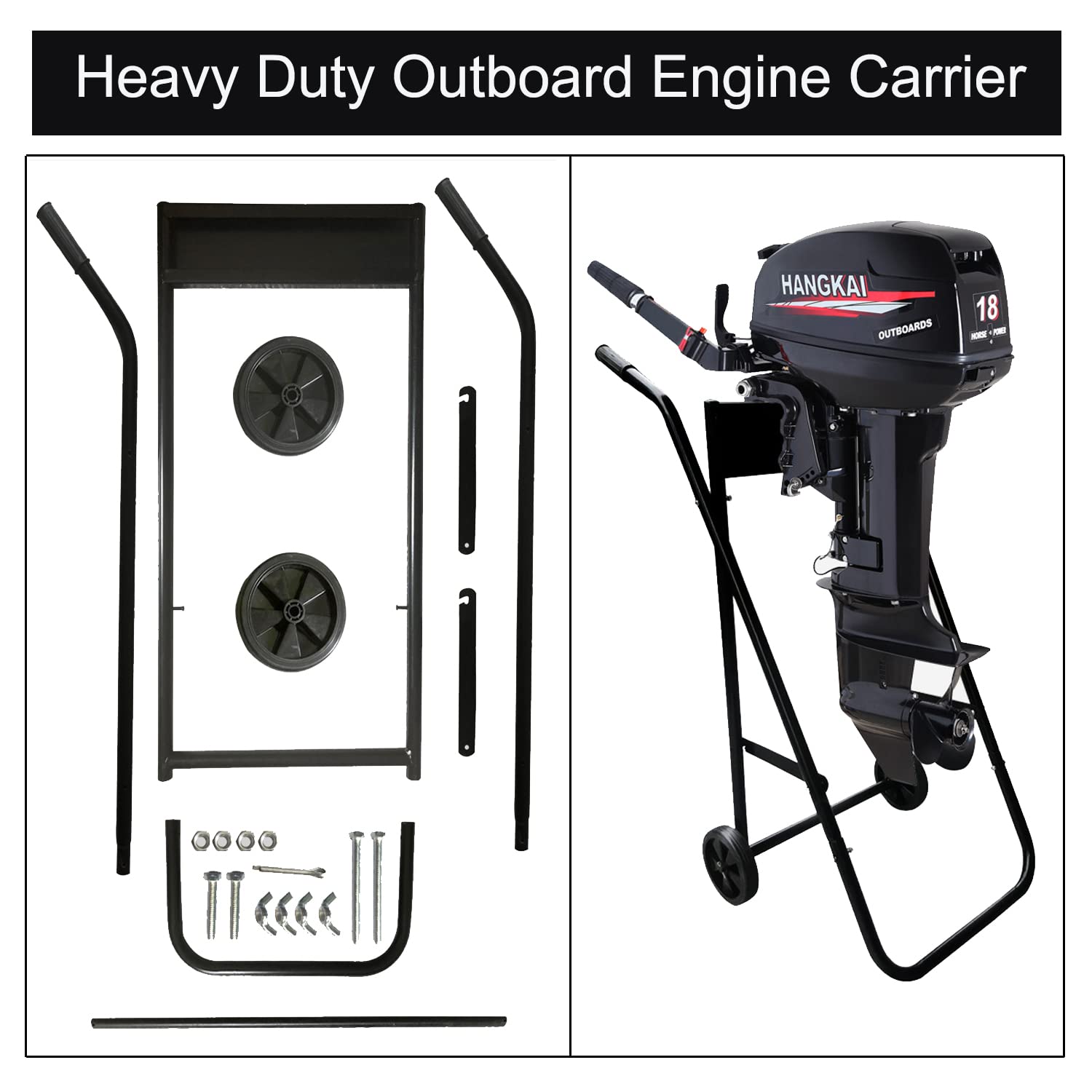 Outboard Boat Motor Stand, Heavy Duty Outboard Engine Carrier Cart Dolly Storage with 2 Wheels, 165LBS Outboard Motor Stands Mot