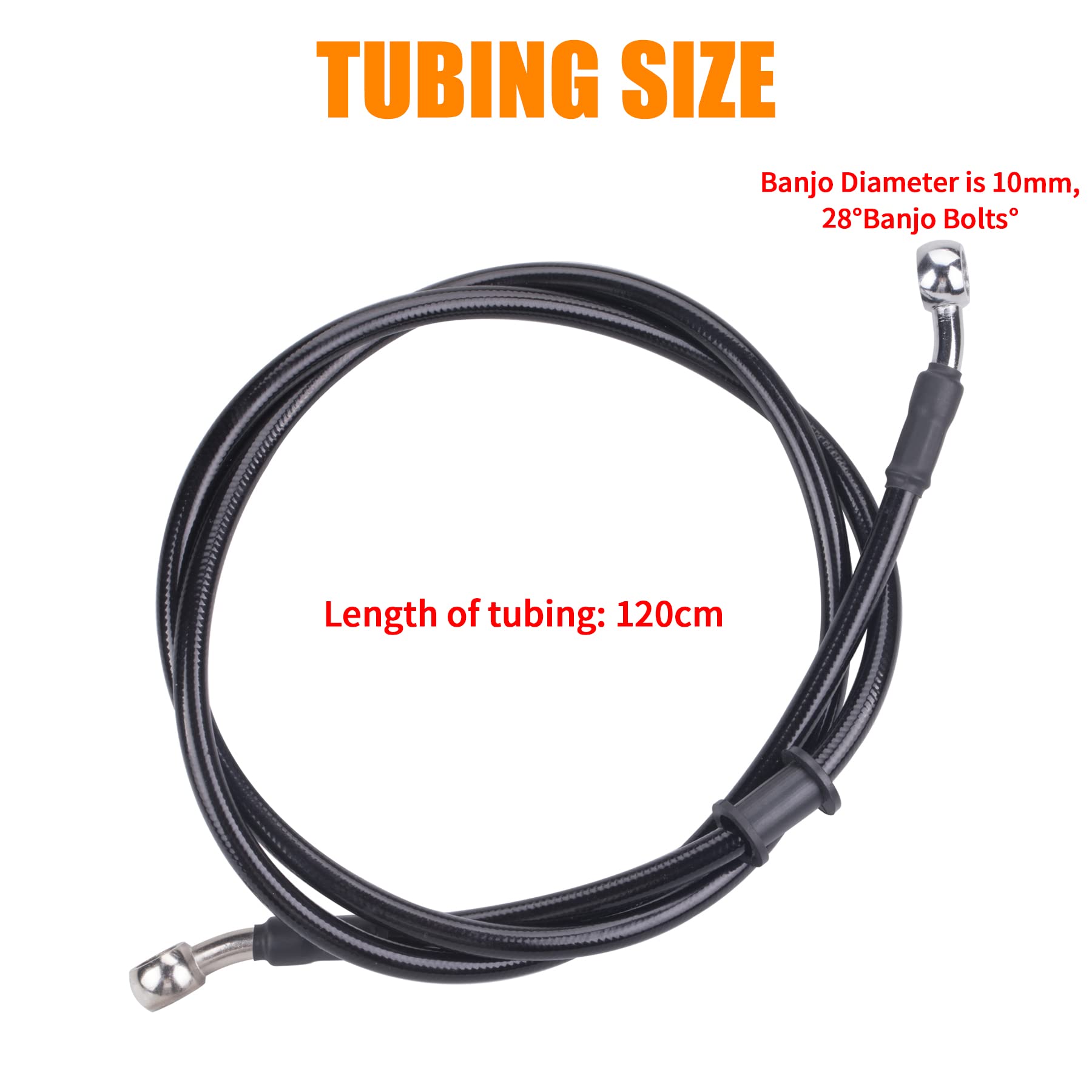 Mwmnun Motorcycle Hydraulic Brake Or Clutch Line Hose For Motorcycle Dirt Bike Atv Moped Scooter,Etc.Banjo Bolt 2Pcs(Length 1.2M