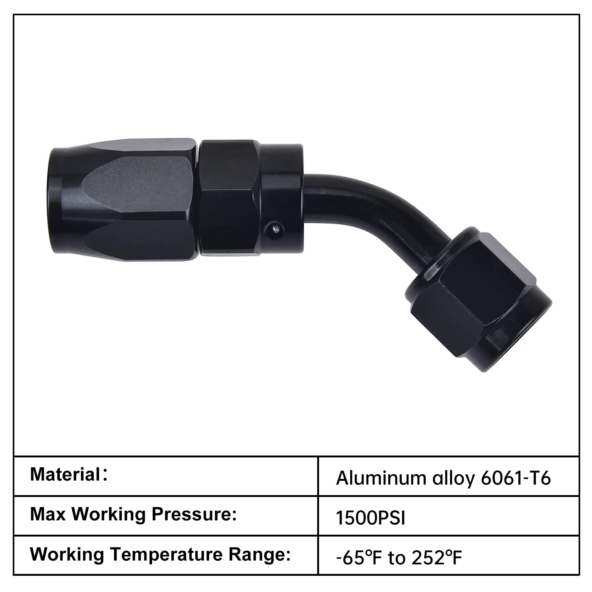 Evil Energy 6An Hose End Fitting 45 Degree Swivel For Cpe Braided Hose Black 2Pcs