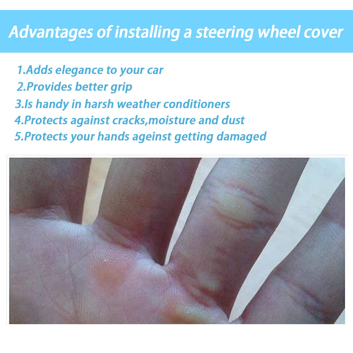 Moly Magnolia Elastic Stretch Steering Wheel Cover, Universal 15 Inch Auto Steering Wheel Cover, Microfiber Breathable Ice Silk,