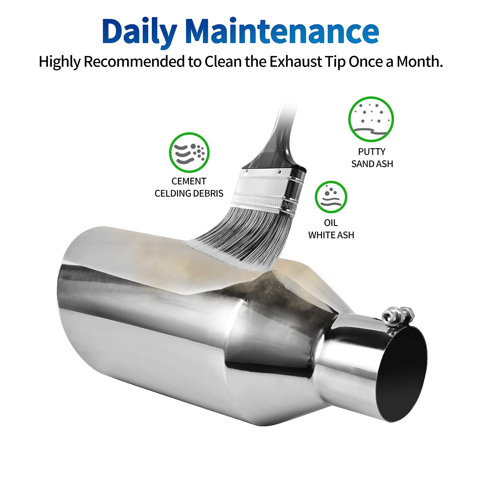 AUTOSAVER88 Exhaust Tip, 3" Inlet 6" Outlet 15" Long, Silver Stainless Steel Tailpipe, Model JBBU5EuiP0