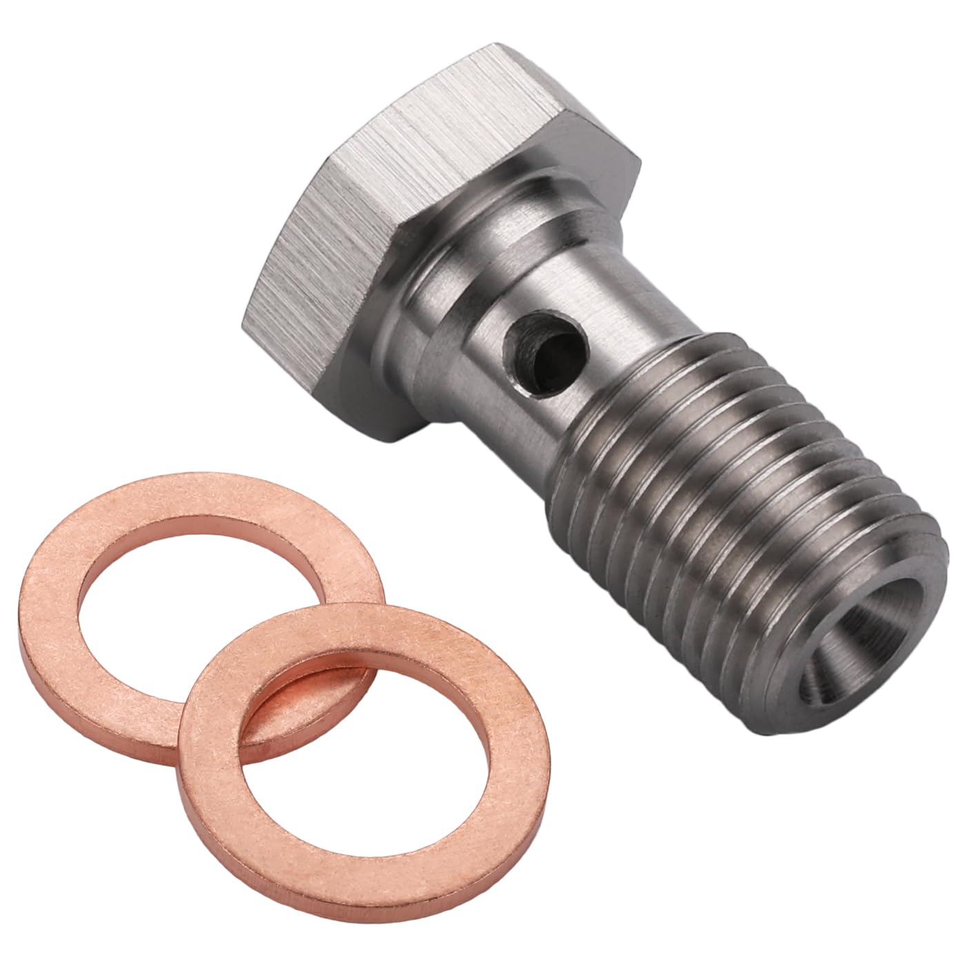 Podavelle 3An 3/8 X 24 Unf Stainless Steel Single Banjo Bolt Brake Fitting Adapter 20Mm Long With Copper Washers