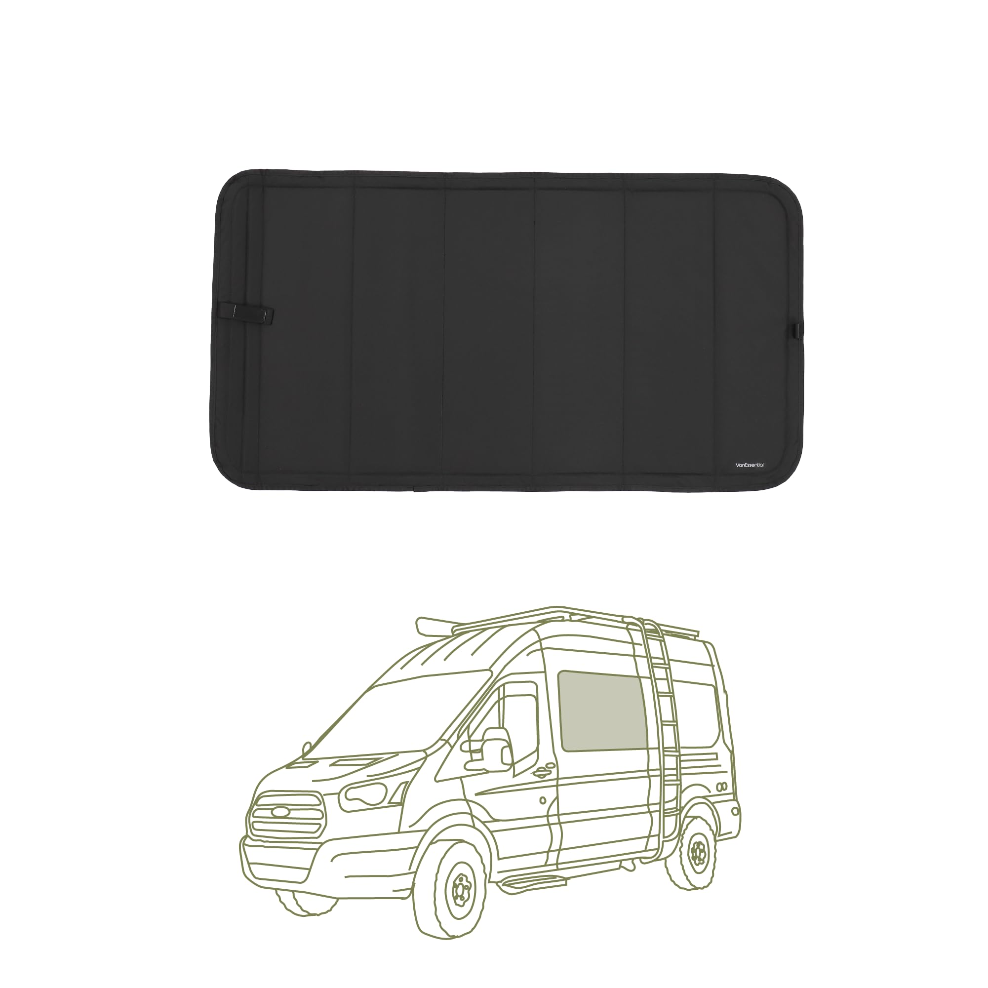 VanEssential Insulated Stealth Blackout Window Cover Designed for Ford Transit High/Medium Roof AM Auto (AMA) Direct Fit Crew Wi