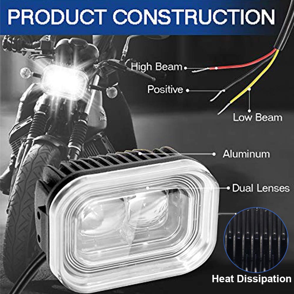 OPL5 4" Universal LED Motorcycle Lights - White Hi/Lo Beam, Suitable for Motorcycle, ATV, Truck, E-Bike (1 Piece)