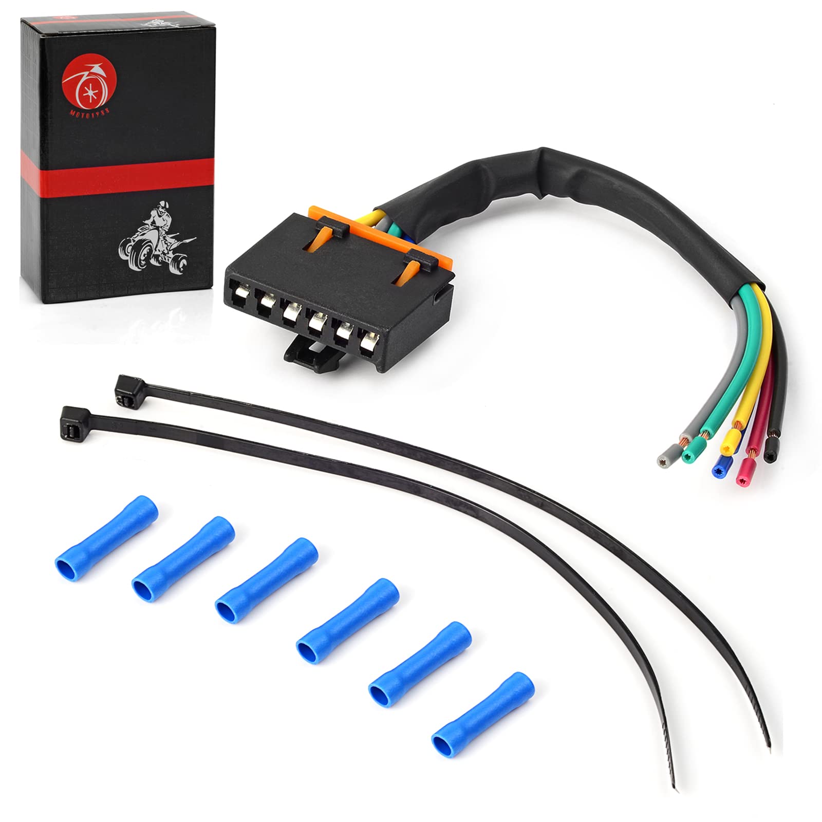 MOTO1988 6 Pin Ignition Key Switch Repair Harness Pigtail for Polaris - Black, Durable ABS Material