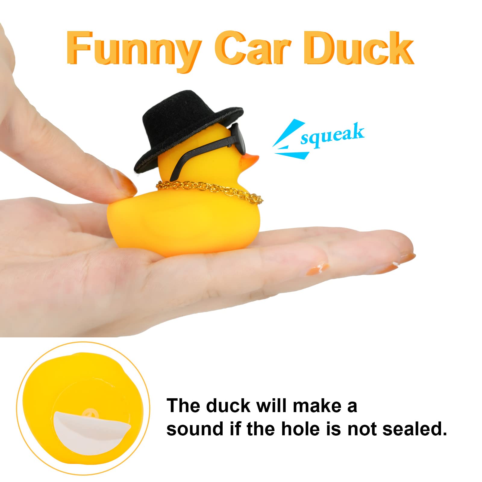 MuMyer Winter Duck Car Dashboard Decorations, Rubber Duck Car Ornaments Accessories with Mini Hat, Sunglasses, Necklace and Skat