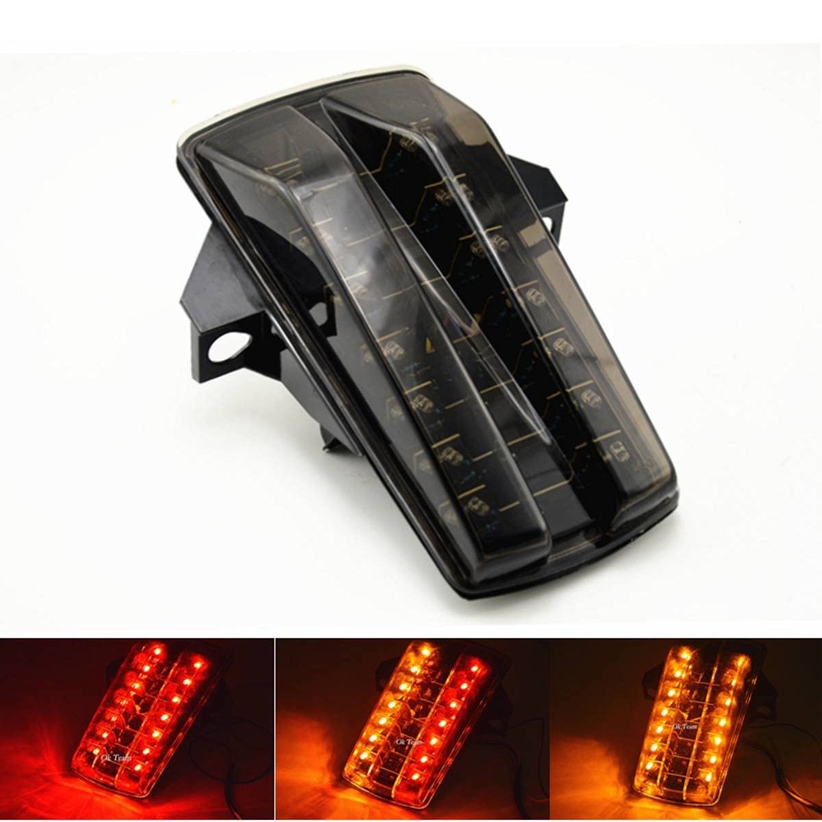 MZS Motorcycle Tail Light, LED Integrated Blinker, SV650/SV1000, Smoke, Plastic