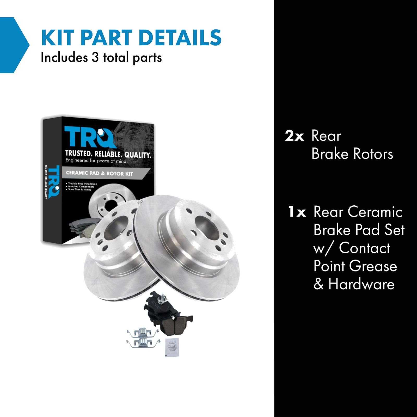 TRQ Rear Brake Pad & Rotor Kit Brake Pads Brake Rotor Ceramic Compatible with 2007-2018 BMW X5 2010-2018 X6