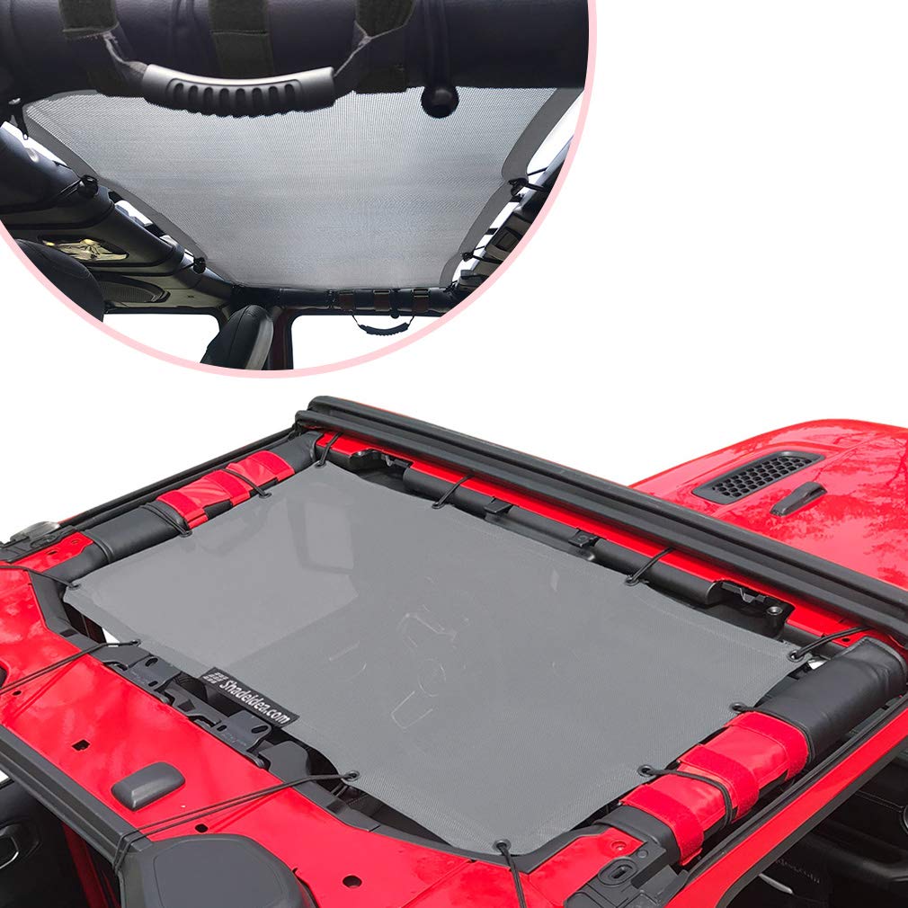 Shadeidea Sun Shade Top For Jeep Wrangler Jl (2018-2023) Unlimited 2 Door And 4 Door Front-Gray Mesh Screen Sunshade Jlu Sahara